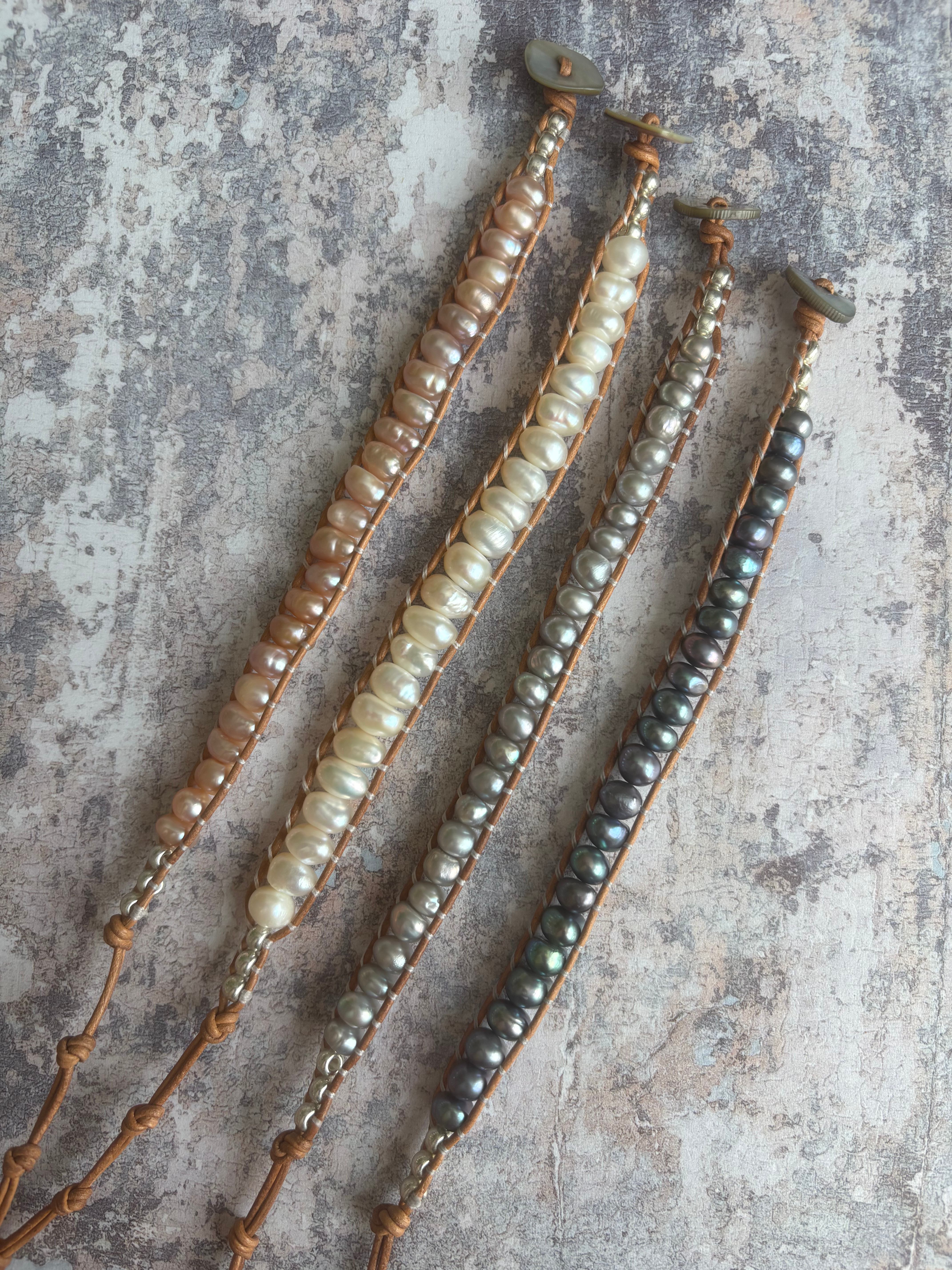 Freshwater Pearl ‘Pea-Pod’ wrap bracelets