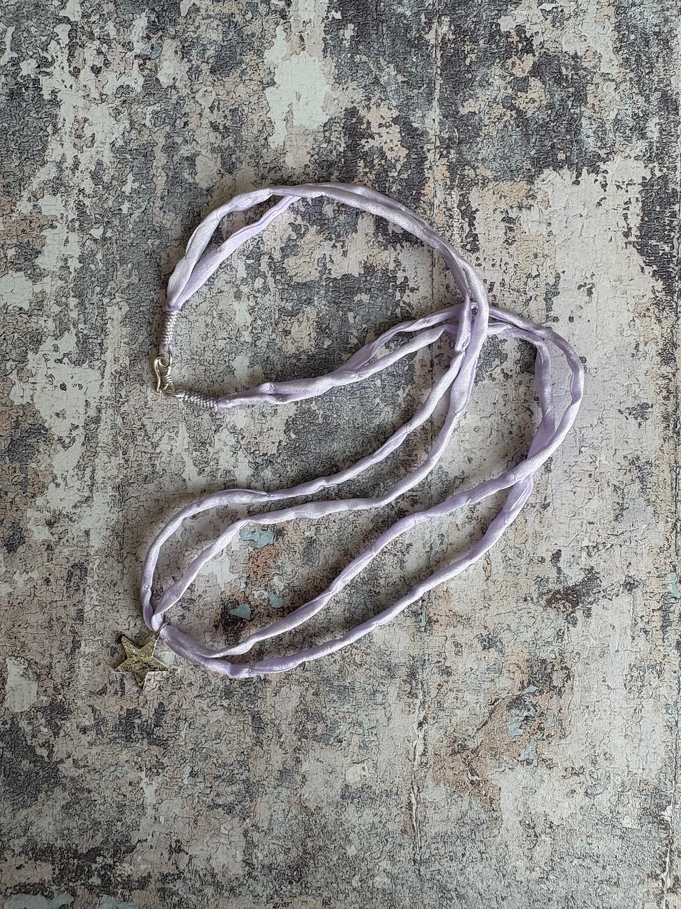 Thumbnail: Habotai Silk Silver Star necklaces (1)