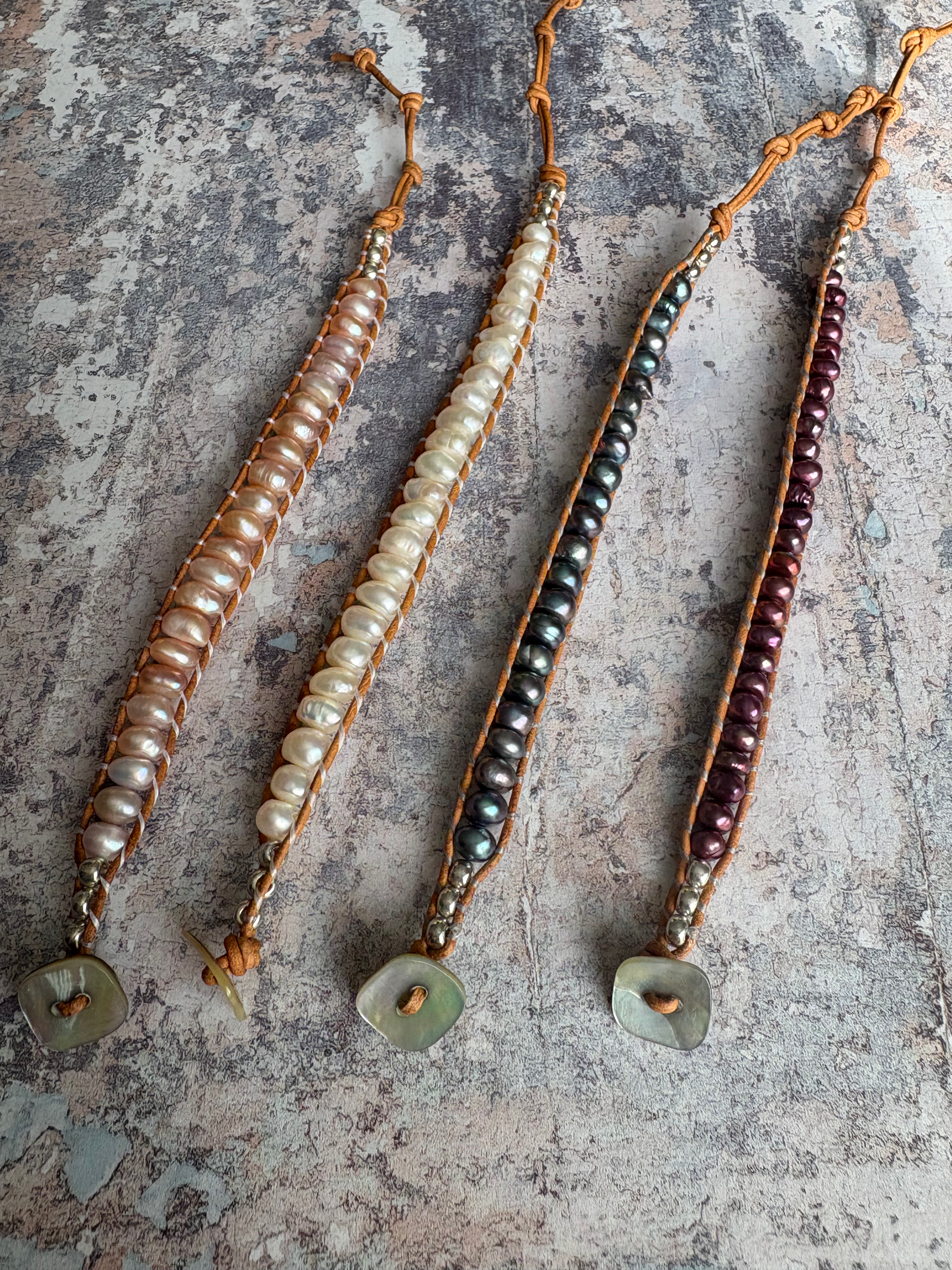 Freshwater Pearl ‘Pea-Pod’ wrap bracelets 