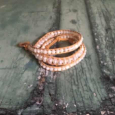 White Freshwater Pearl and Mother of Pearl Wrap Bracelet