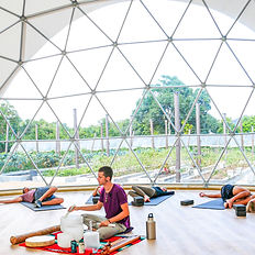 Instructor Dakota Dawkins during group sound bath healing session