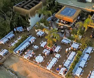 Waterfront terrace and outdoor dining area at AZUR in Yeniköy, Istanbul.