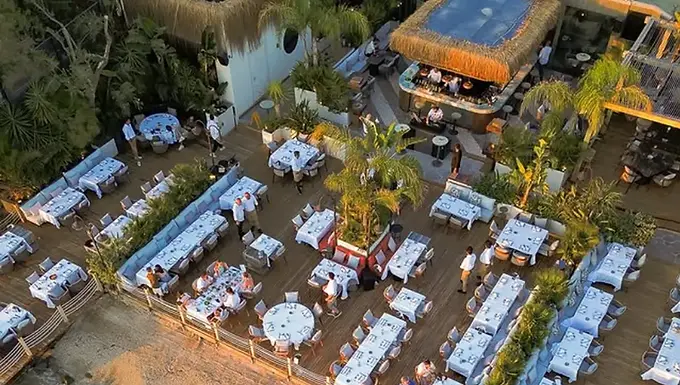 Waterfront terrace and outdoor dining area at AZUR in Yeniköy, Istanbul.