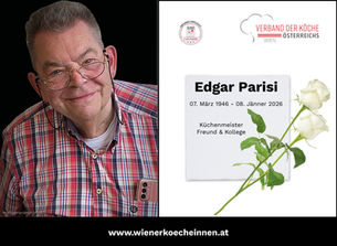 Nachruf Edgar Parisi Bild von ihm mit weißen Rosen