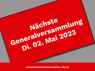 Generalversammlung am Di. 2. Mai 2023
