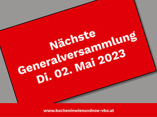 Generalversammlung am Di. 2. Mai 2023