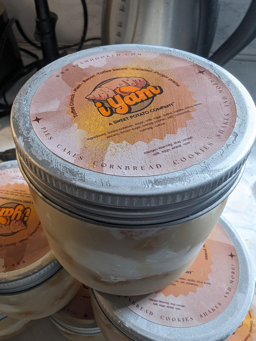 iYam jar with Plain & Toffee Crunch branding, ready to eat. Iyam