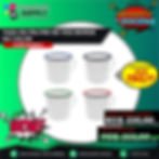 Miniatura: TAZA DE PELTRE BLANCA CON BORDE DE  COLORES DE 11 OZ.