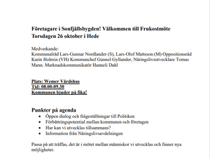 Välkommen på Företagarfrukost på Wemer Wärdshus på torsdag