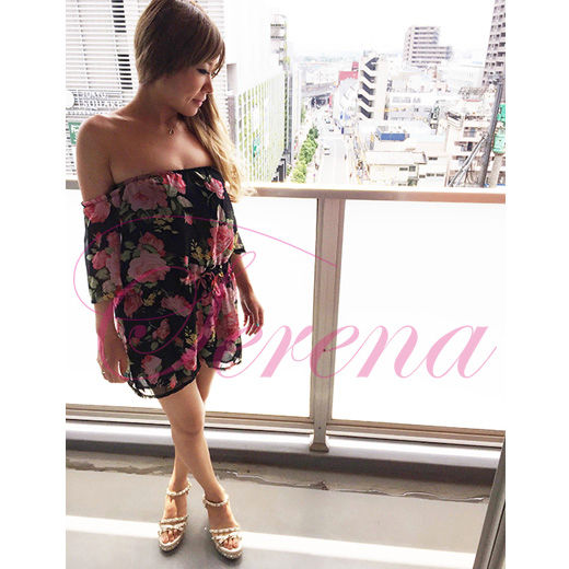 オフショルフラワーコンビネゾン