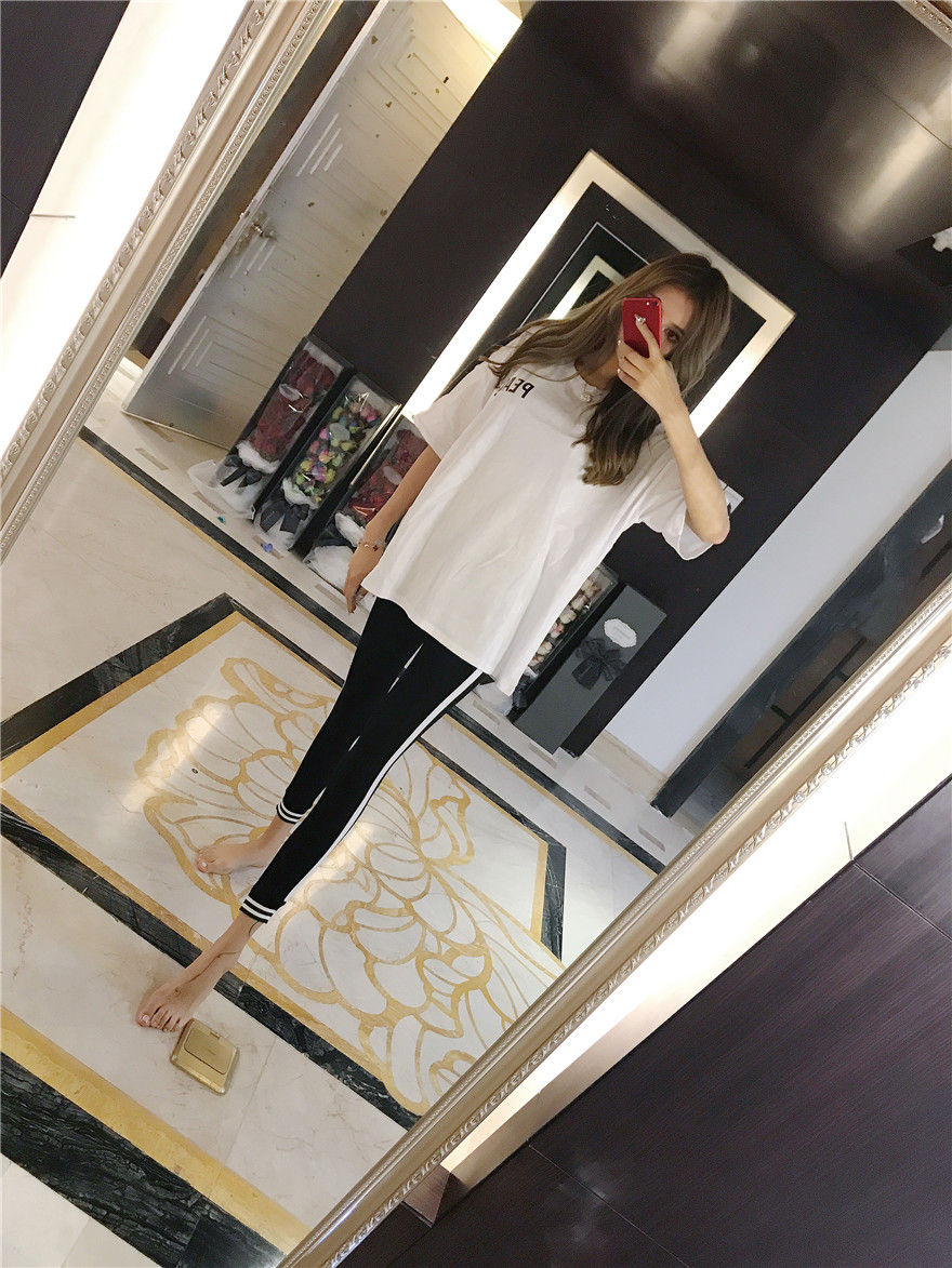 ラインTシャツ+レギンス