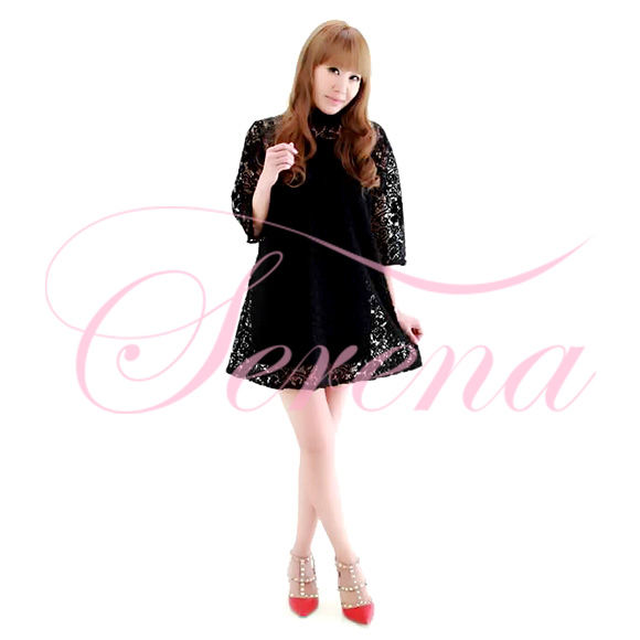 レースケープワンピース ブラック