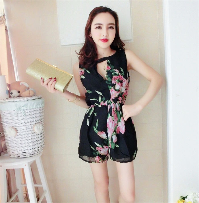 フラワーコンビネゾン ブラック