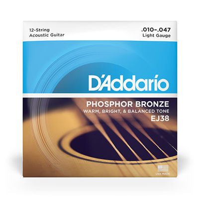 D'Addario - 12-String Phosphor Bronze Acoustic Guitar Strings, Light, 10-47