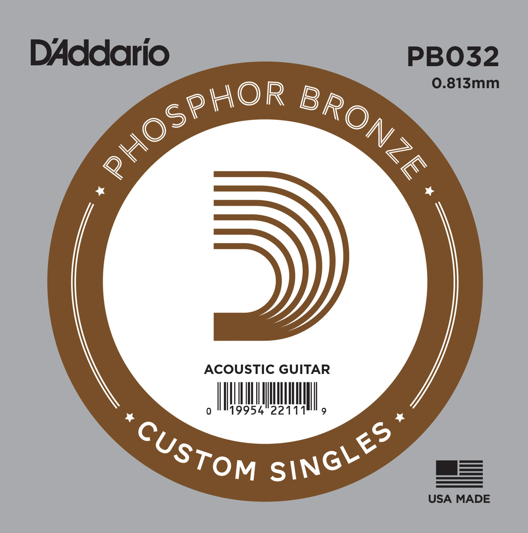 D'Addario - Single String for Acoustic Guitar, Phosphor Bronze .032