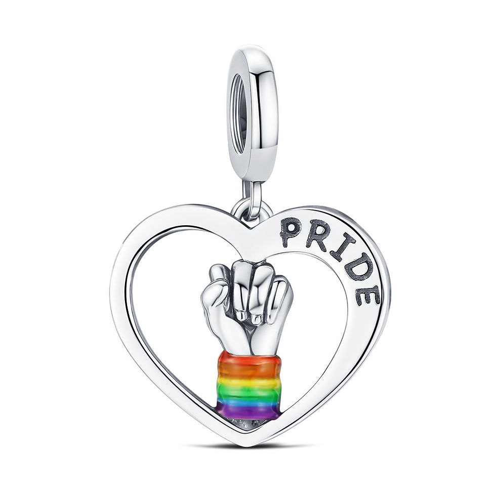 Thumbnail: 2025 Hot 925 Sterling Silver Rainbow Pride Month Charm Pendant heart bead unlimi