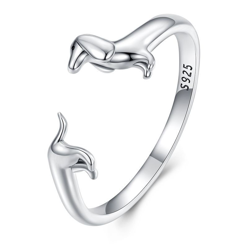 Thumbnail: WOSTU 925 Sterling Silver Cat Pet Adjustable Rings For Women Animal Dog Open Rin