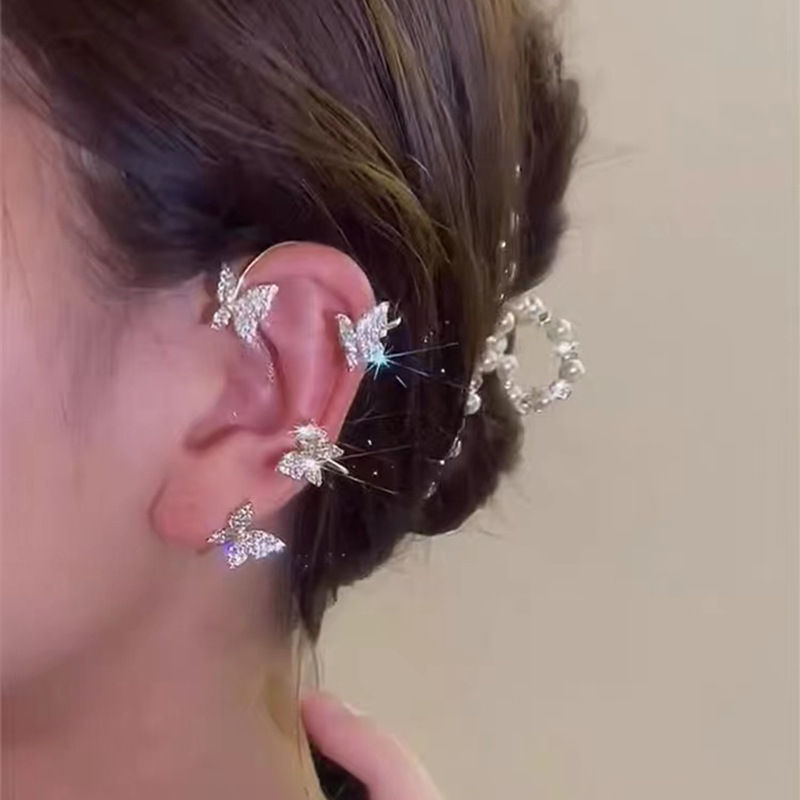 Thumbnail: Gold Silver Color Metal Butterfly Ear Clips Without Piercing For Women Sparkling