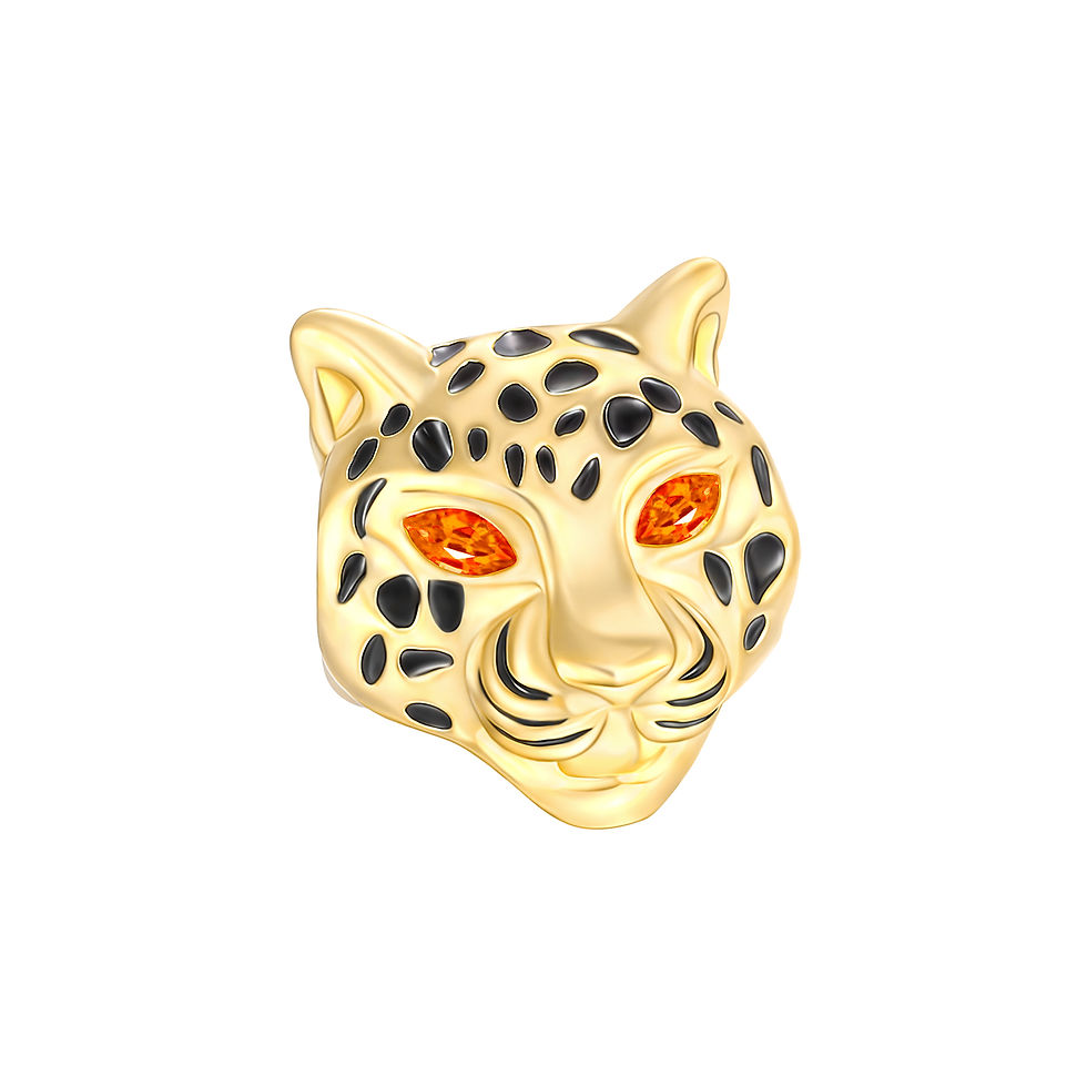 Thumbnail: 925 Sterling Silver Golden Series Leopard Charms Bead Bow Clip Crown Pendants Fi