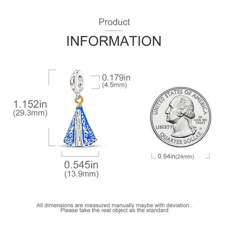 Thumbnail: Virgin Mary Jesus Charms Bead 925 Sterling Silver Inlaid Zircon Our Lady Pendant