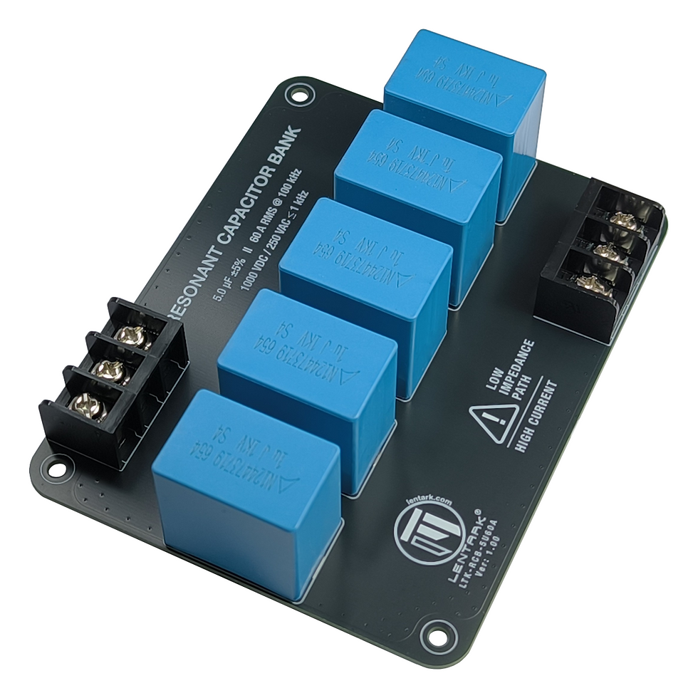LTK-RCB-5U60A 5 µF 60 Arms resonant capacitor bank in angled front view