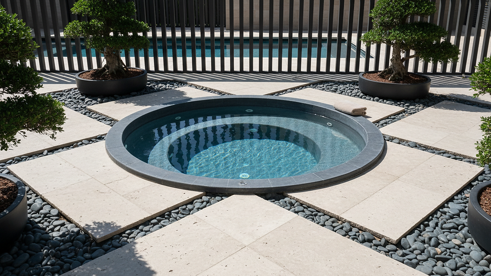 Vue rapprochée d’un espace jacuzzi dans un cadre zen