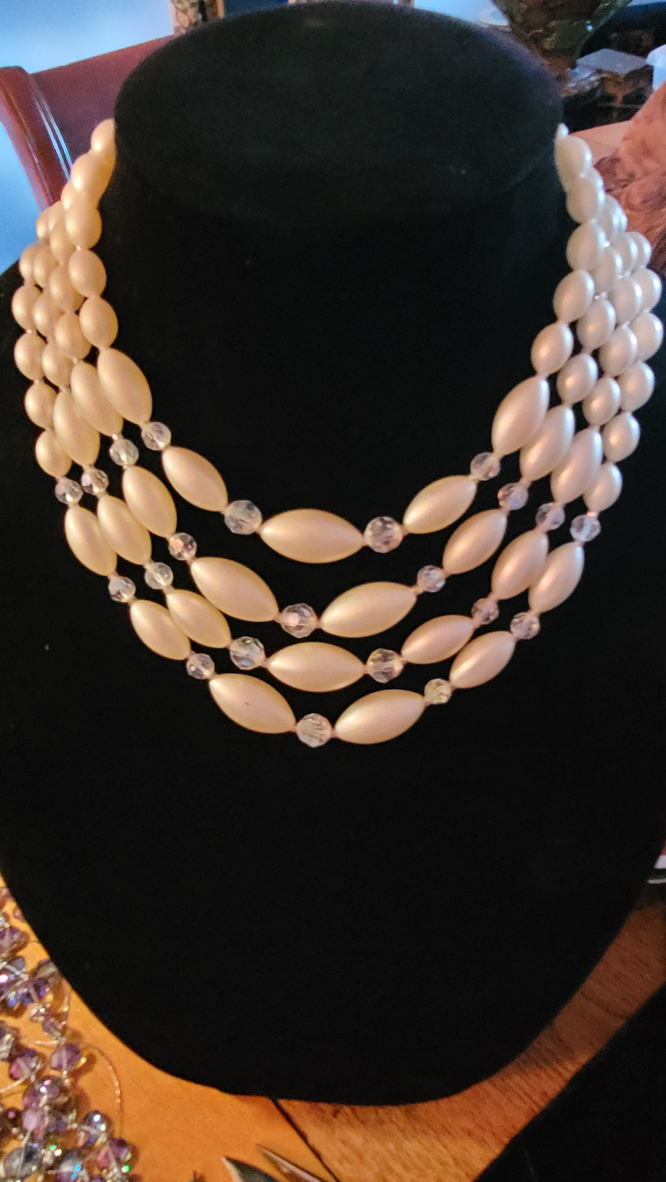 Vintage Faux pearls and crystal necklace
