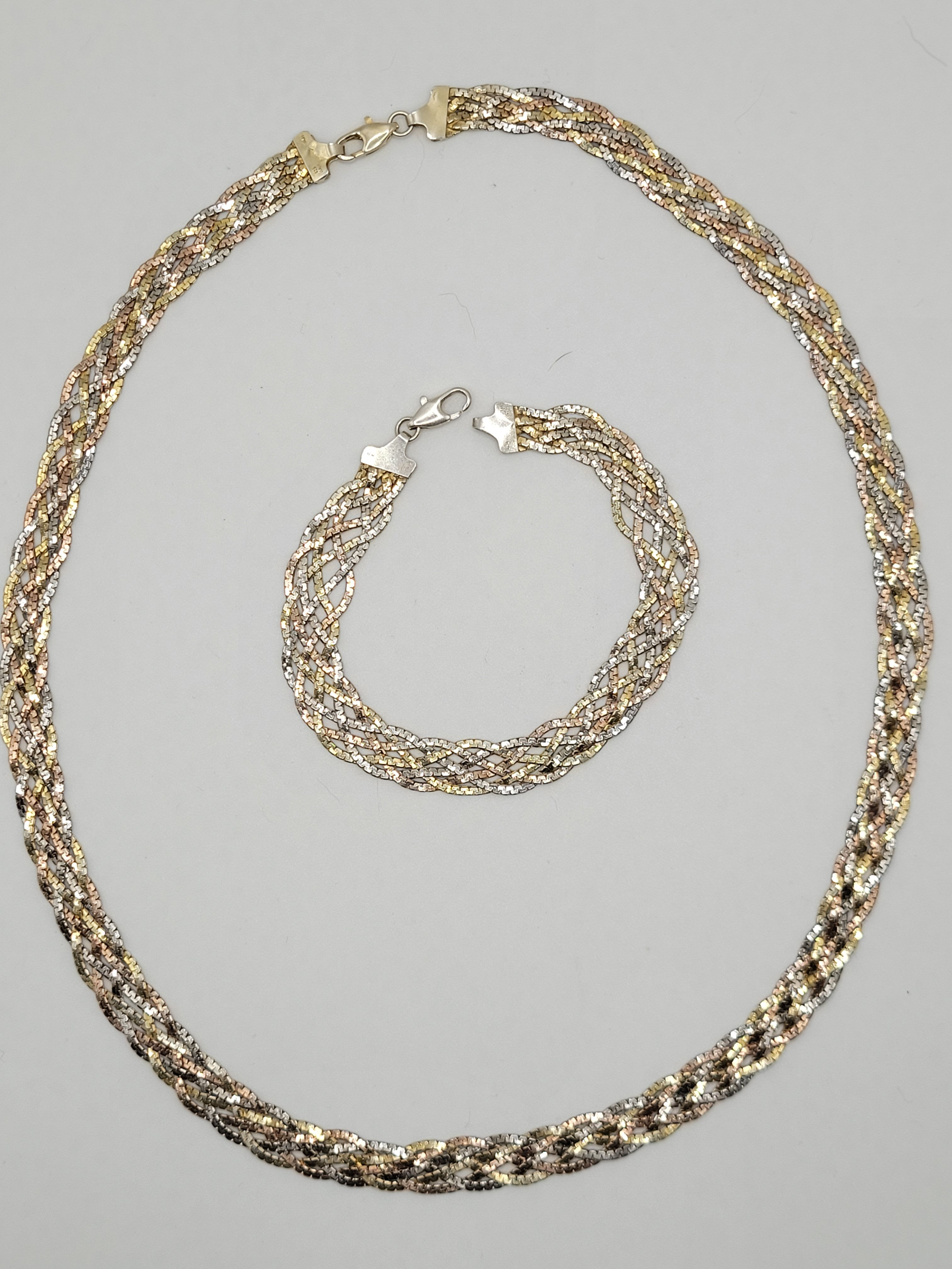 Braided Italian Silver Necklace & Bracelet