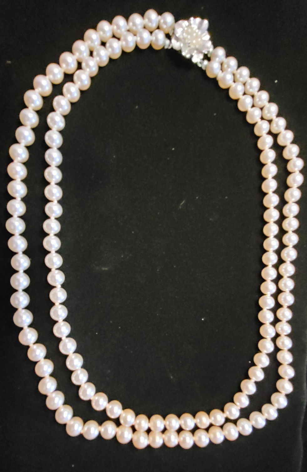 Thumbnail: Double Strand Pearls with Flower clasp