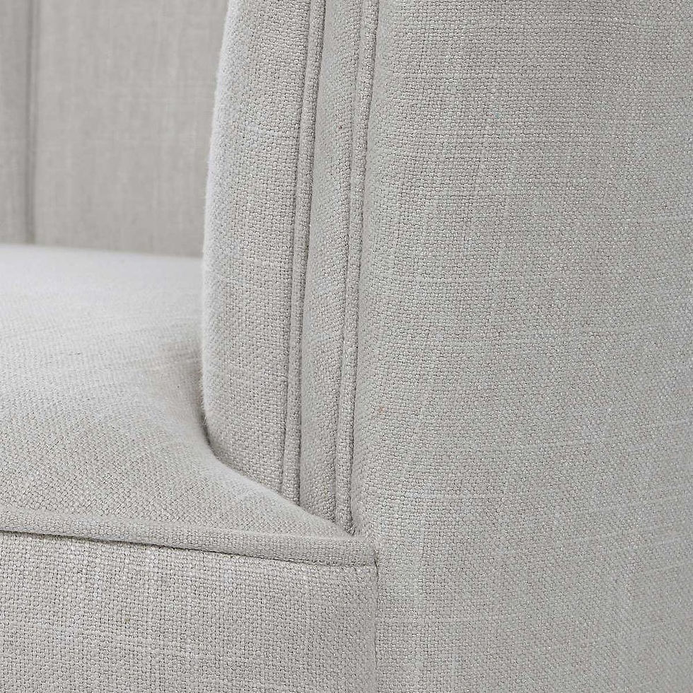 Thumbnail: Close-up of the grey linen upholstery on a Janie Accent Chair.