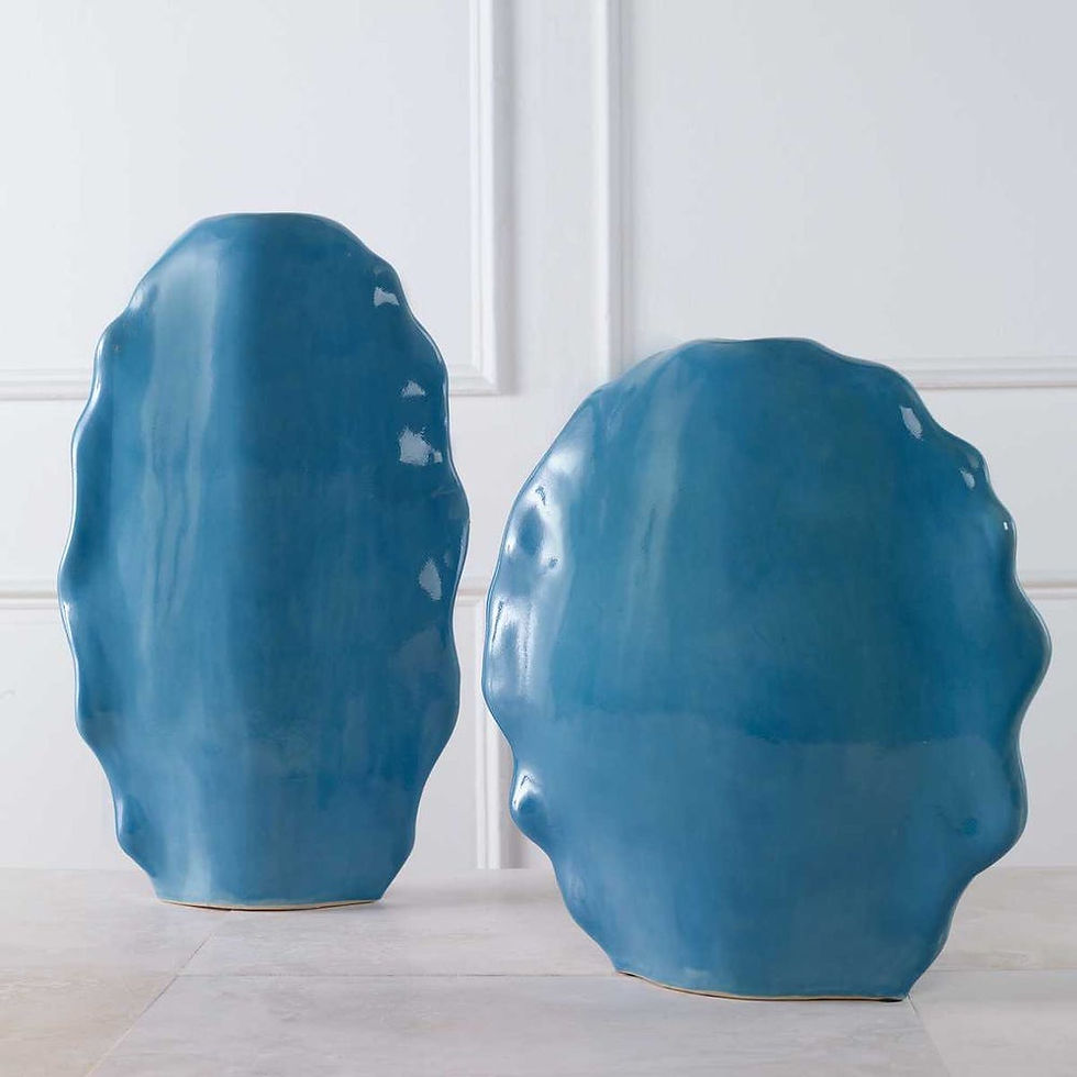 Thumbnail: Two blue decorative vases. Inspirations Raleigh on white background