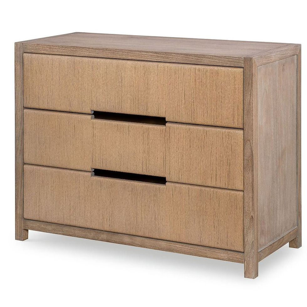 Thumbnail: Light wood dresser with three textured drawers and black handles