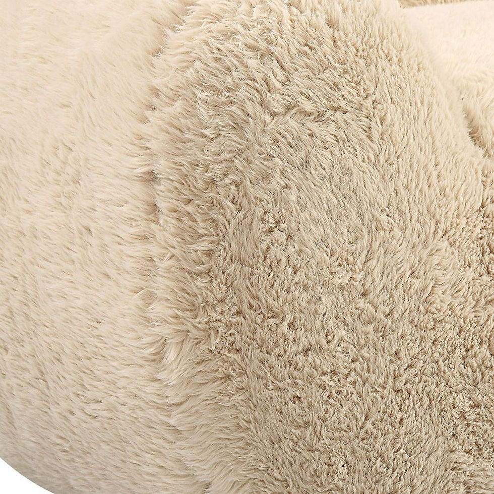 Thumbnail: Close-up of fluffy tan fabric with soft and cozy texture