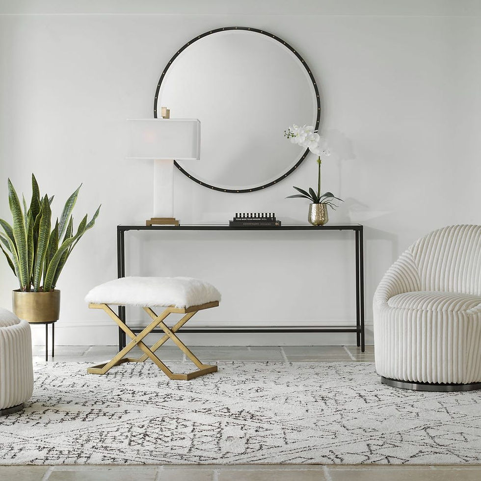 Thumbnail: Elegant living room decor with a round mirror and cream furniture Inspirations Raleigh