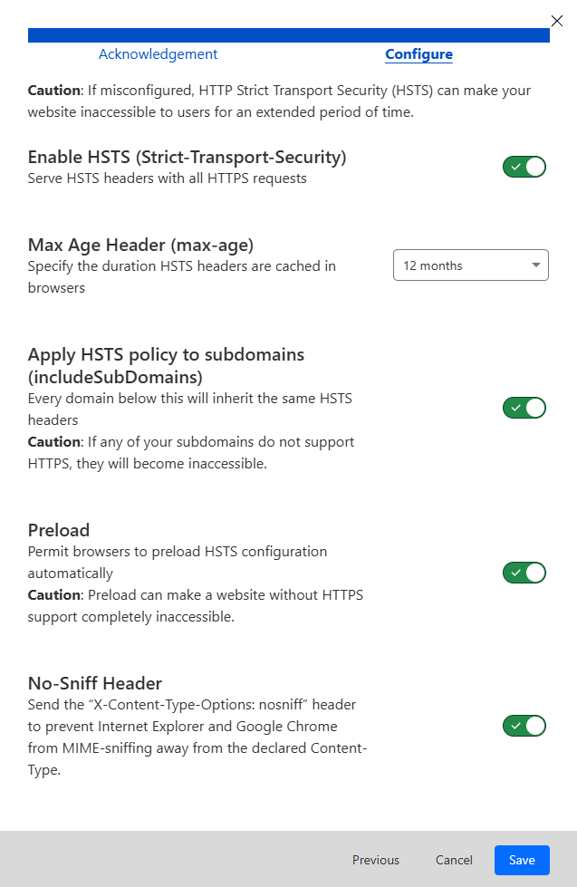 HSTS options in Cloudflare