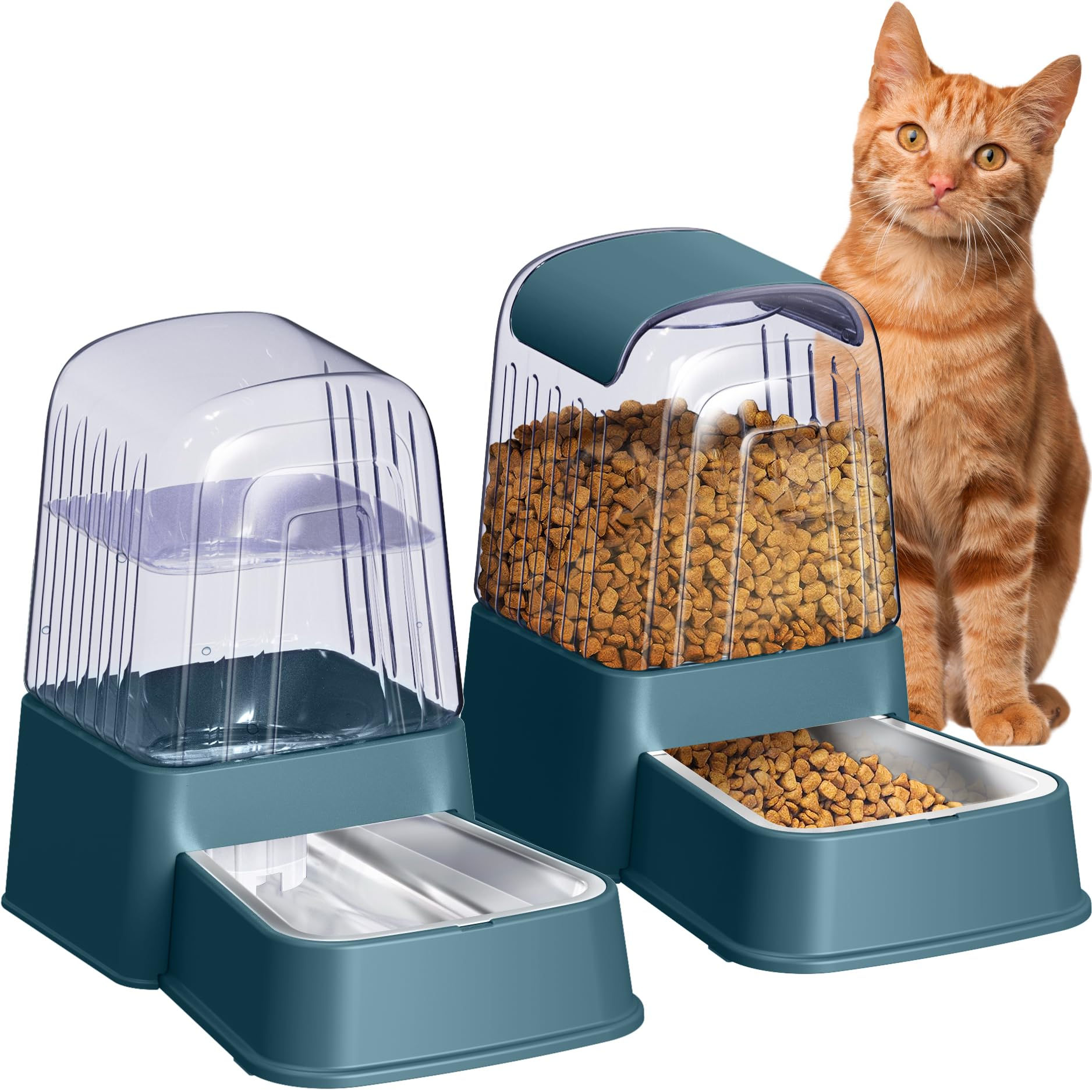 Hipidog Dual Pet Feeder & Waterer with Steel Bowls