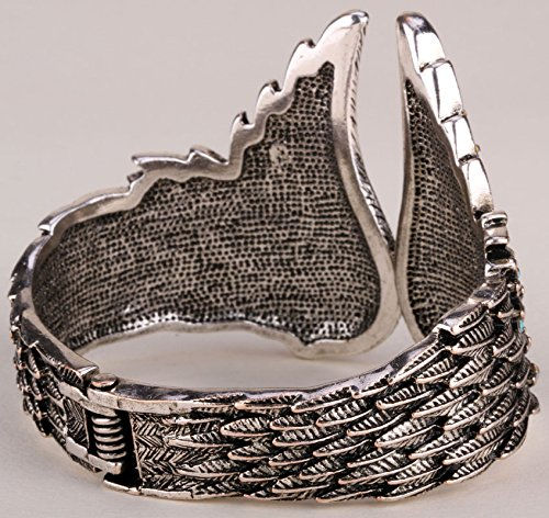 Thumbnail: Angel Wings Cuff Bracelet - Biker Crystal Punk Jewelry Gift Antique Silv