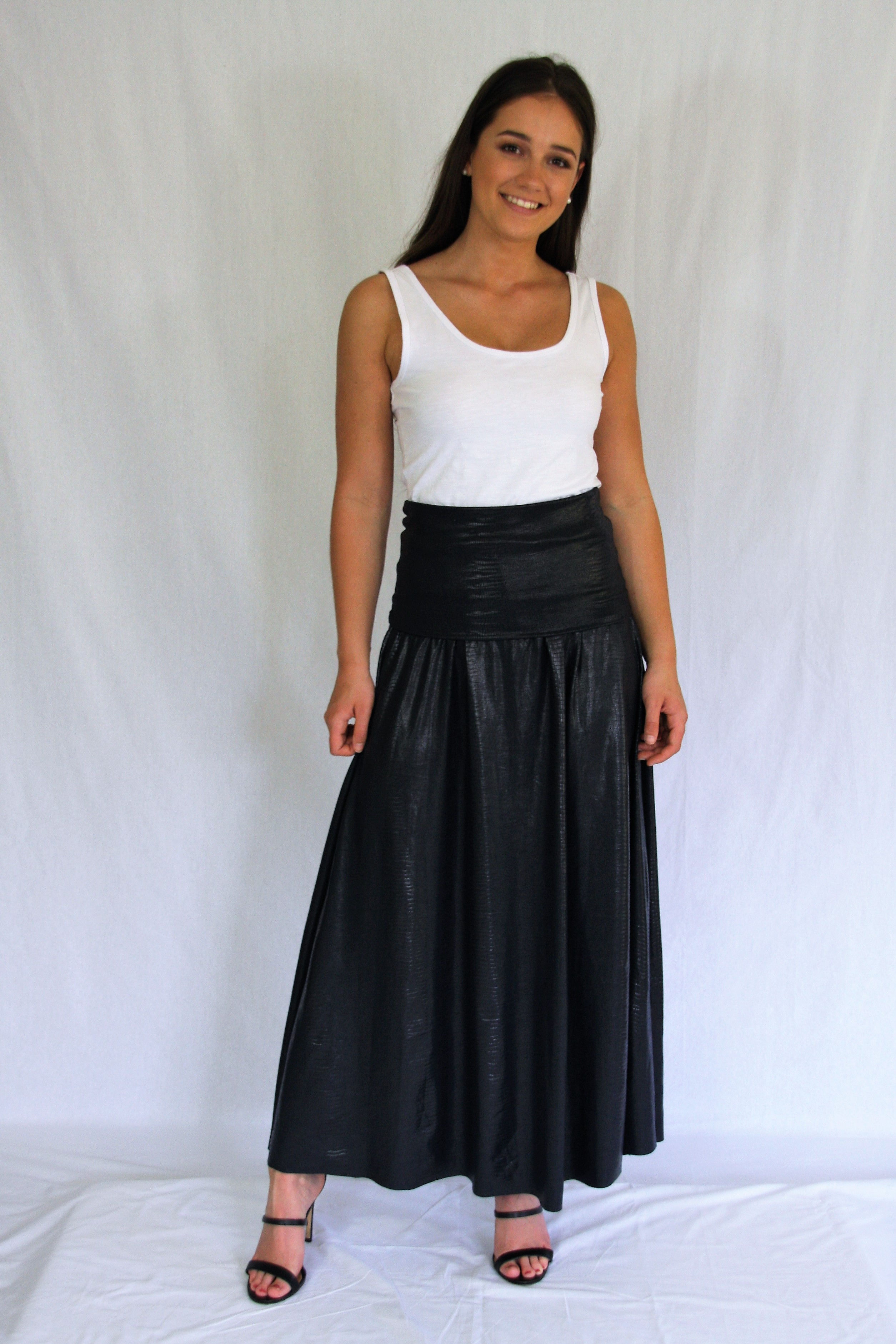 Maxi Silvia Skirt - Black Reptile