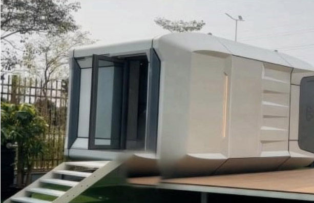 Eye-level view of a custom tiny house designed with personal touches