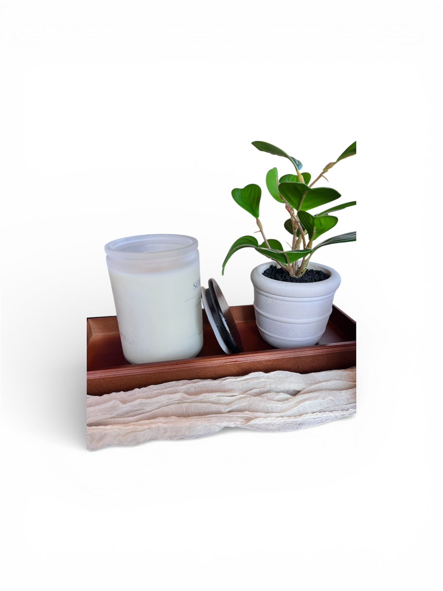 Clean Cotton, Bergamot – Fresh Start Candle in an 11.5 oz frosted white jar. Hand-poured soy wax candle. Product photo is a r