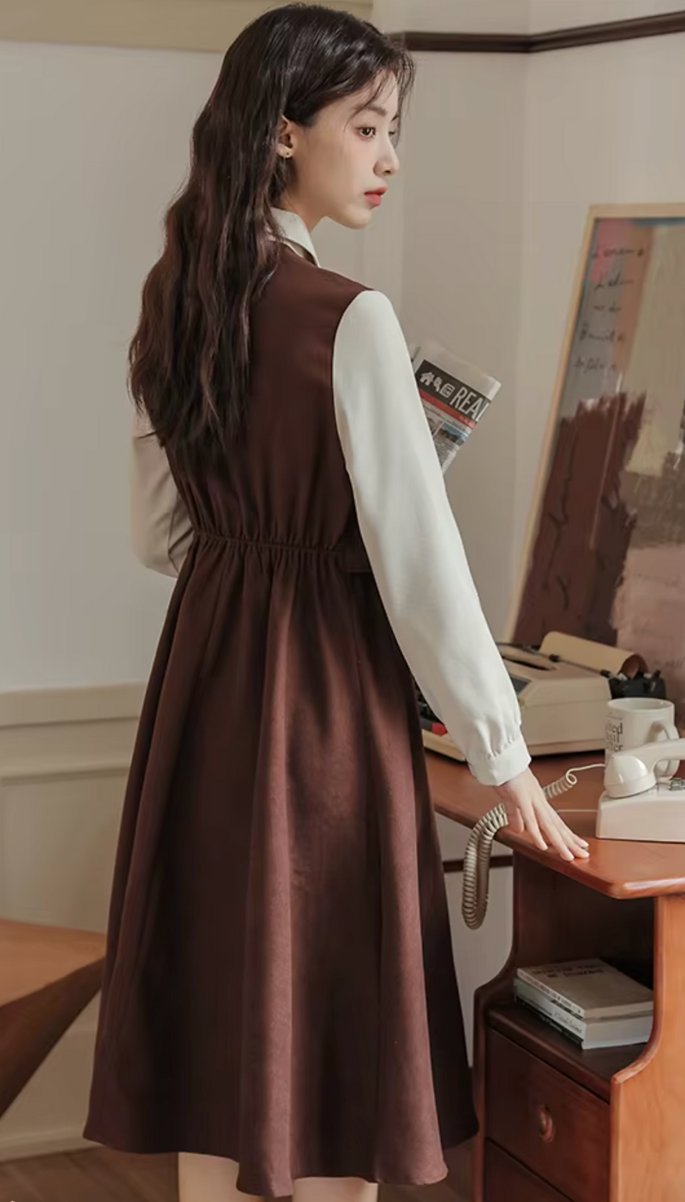 Thumbnail: Professional England Preppy Brown Nanny Dress