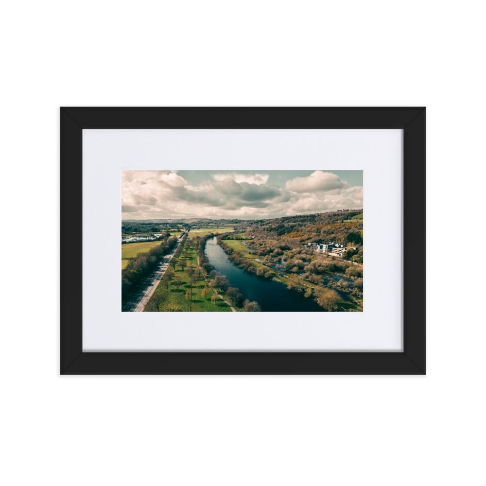 Aerial view of River Lee, Cork, beautifully depicted in a Matte Paper Framed Poster with white mat