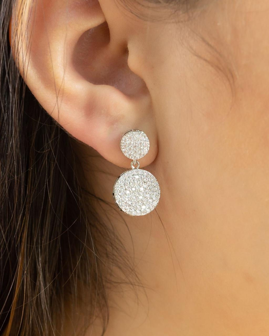 Brinco pizza dupla em ródio