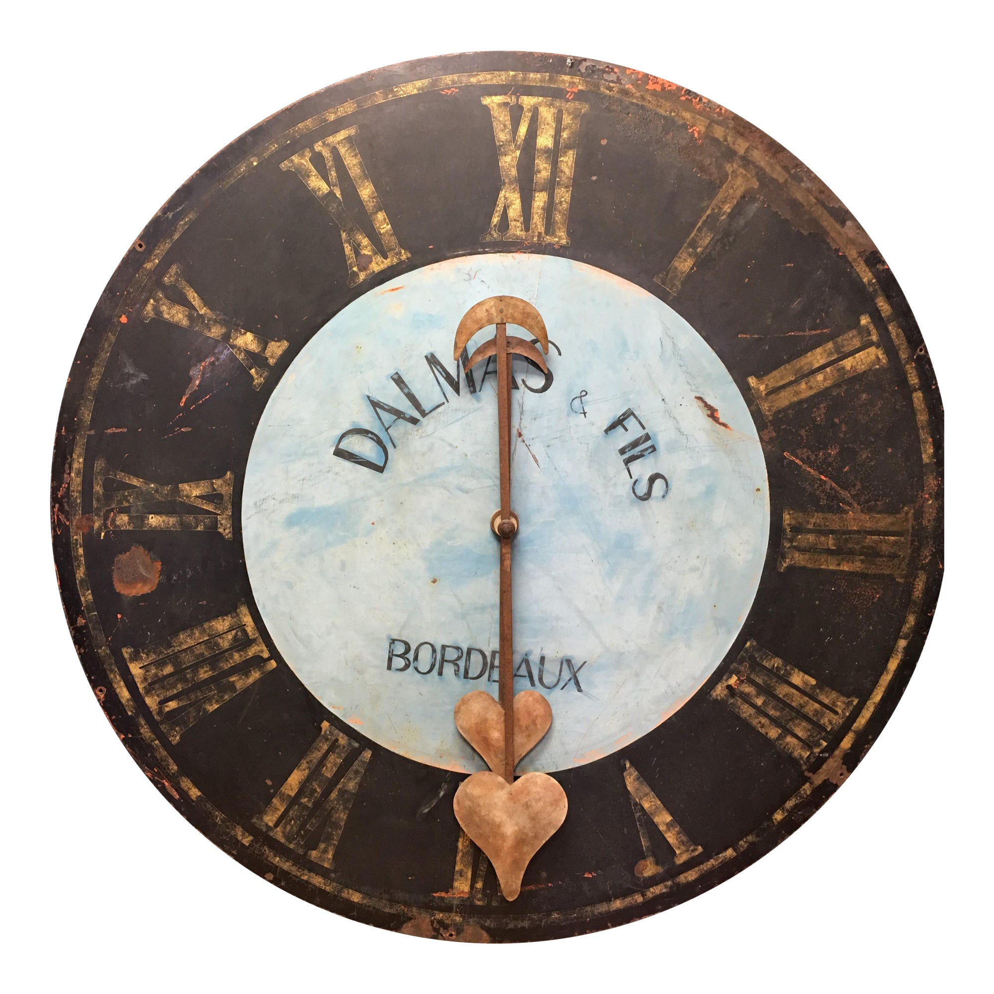 1910s Antique French Advertising Metal Clock
