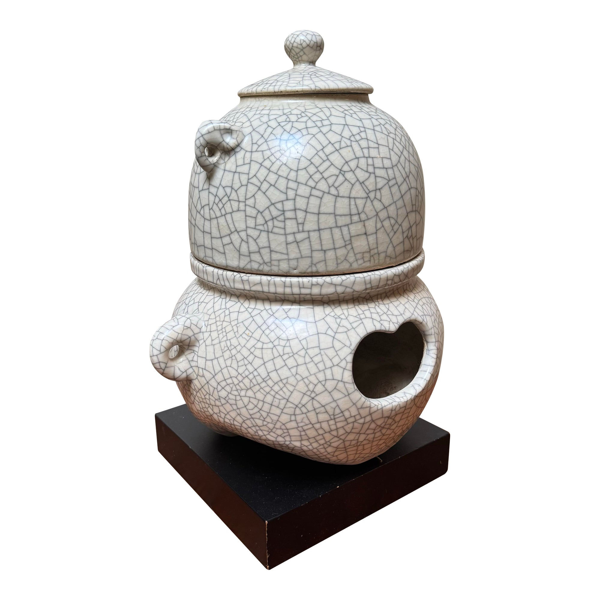 A Vintage Chinese Crackled Glazed Censer Converted in Table Lamp