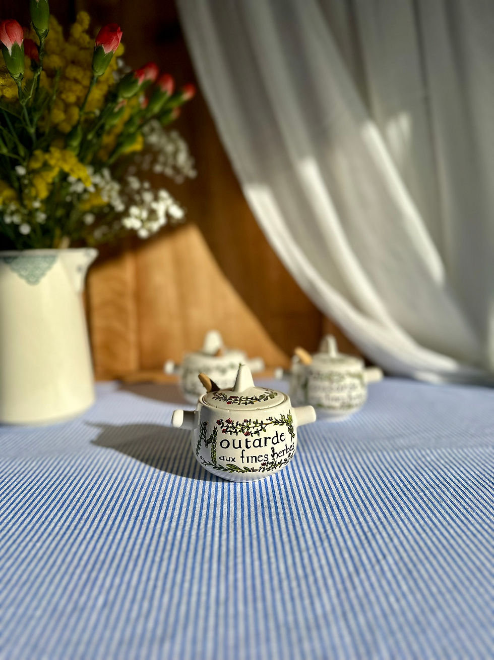Miniature : Pots à condiments anciens Salins France – Moutarde & Câpres