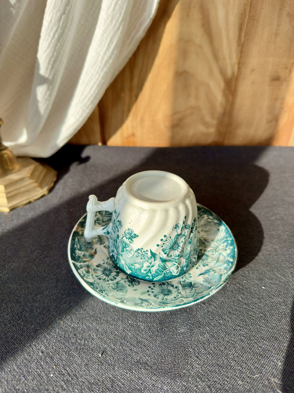 Miniature : Tasse et sous-tasse anciennes – modèle “Lierre” – Saint-Amand & Hamage