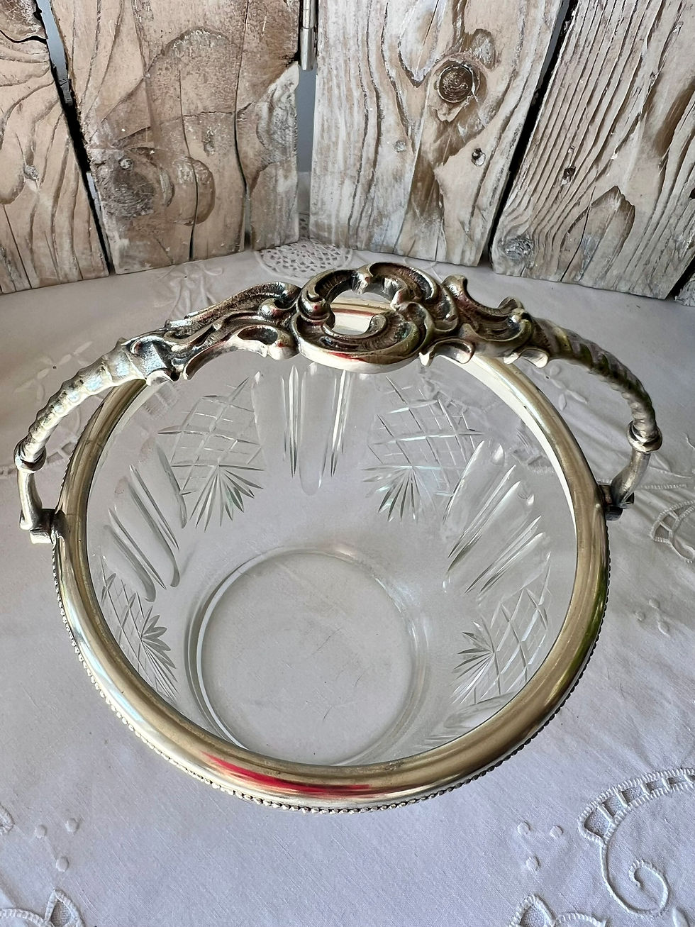 Miniature : Seau à glaçons ancien en verre taillé