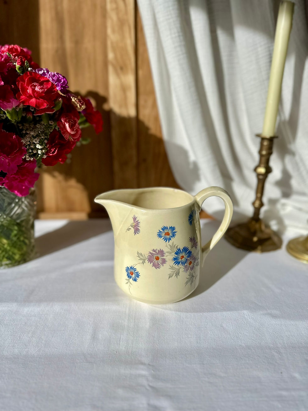 Miniature : Pichet ancien en faïence hollandaise à décor floral