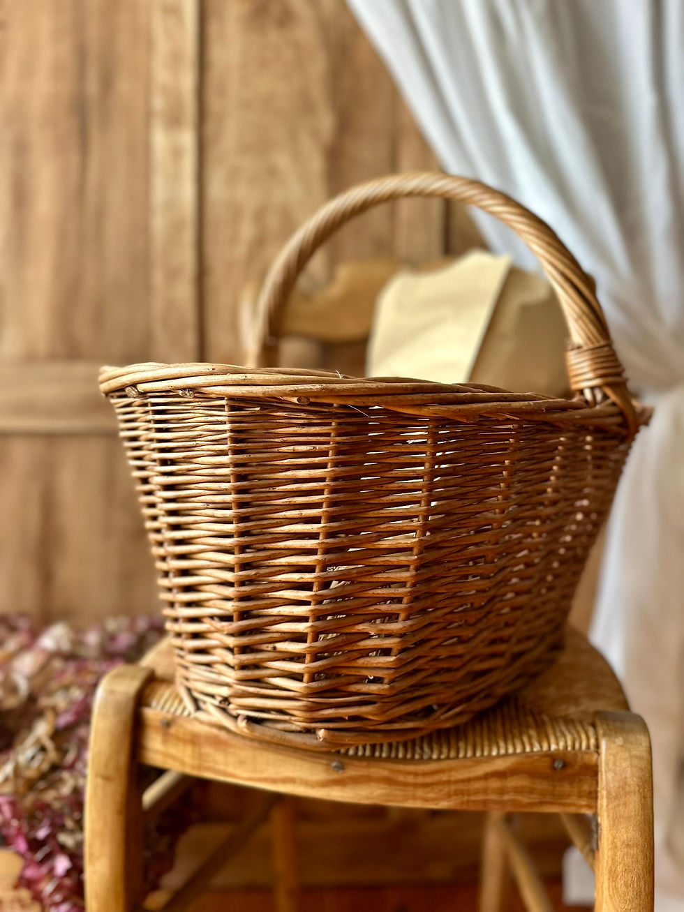 Miniature : Panier ancien en osier naturel